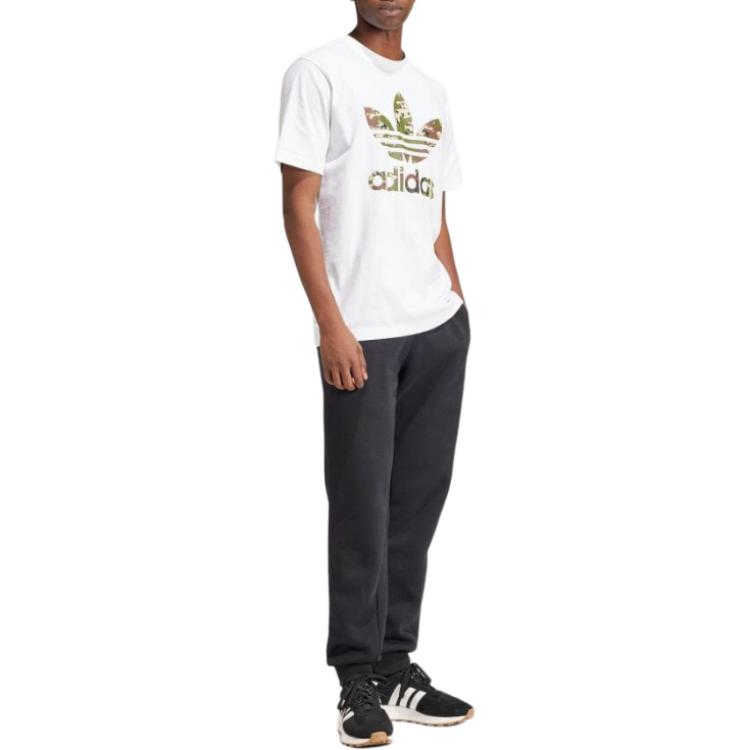 adidas Футболка с коротким рукавом Originals Letter Logo Print Round Neck, свободная, мужская, белая IS2894