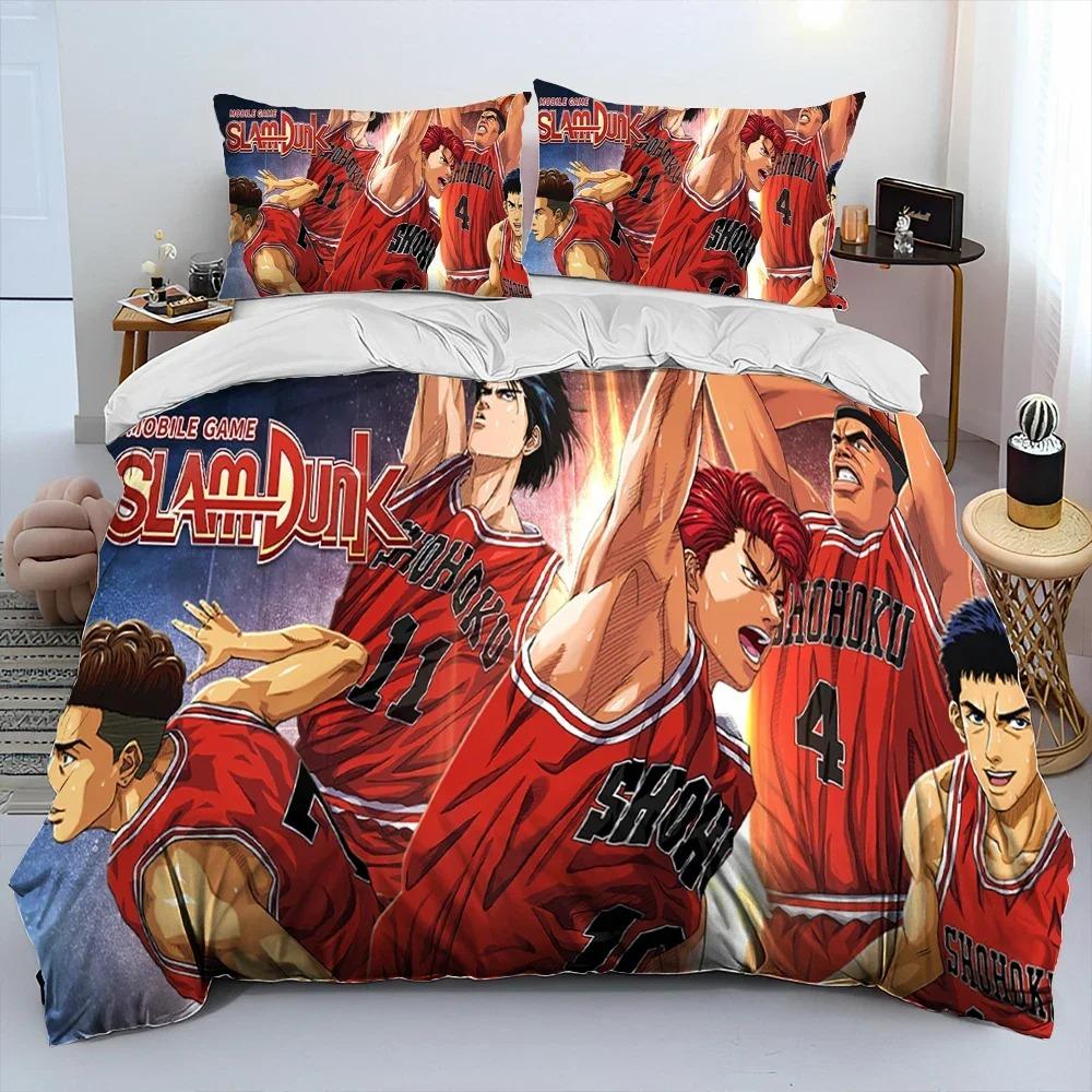 Постельное белье с одеялом из аниме Slam Dunk, комплект постельного белья, размер King Queen, пододеяльник, наволочка, японский мультфильм, для детей