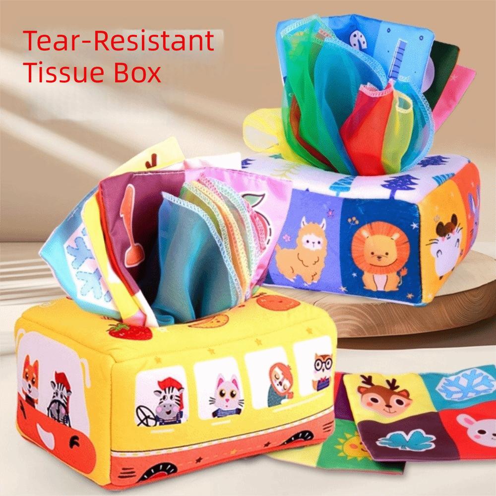 Interactive Baby Montessori Boxes Crinkle Cloth Infant Pull Along Finger Exercising