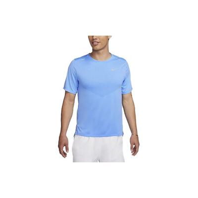 Dri-Fit Rise 365 однотонная футболка для бега с коротким рукавом с круглым вырезом, мужские топы, синий CZ9185-412