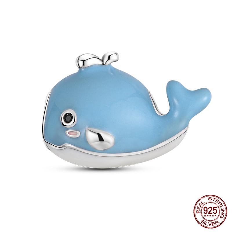 100% настоящие посеребренные бусины серии Ocean, черепаха, краб, русалка, подходят оригинальные браслеты «сделай сам», ювелирные изделия, подарки