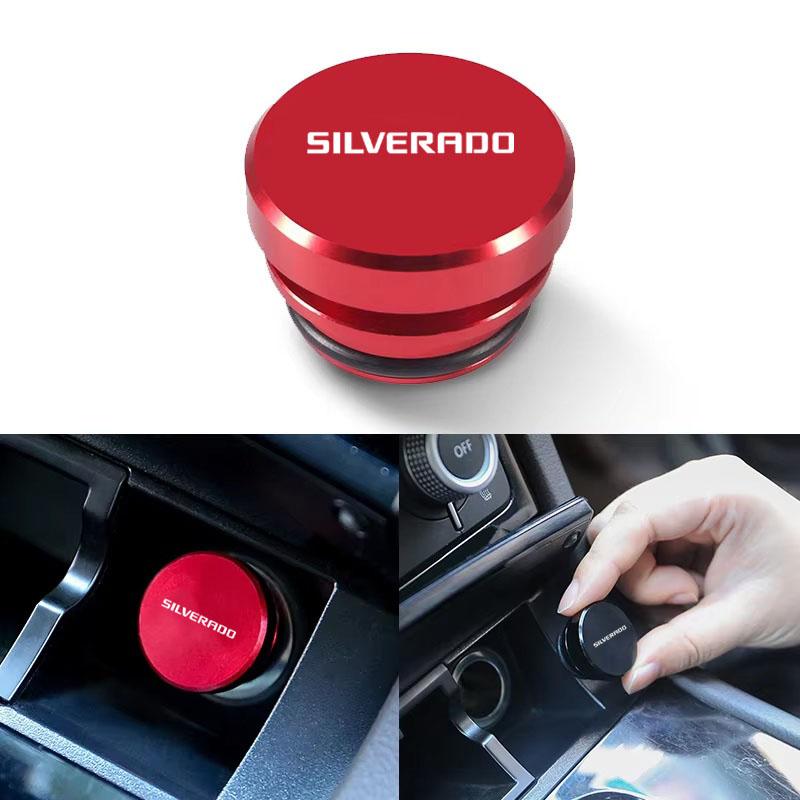 Alloy Universal Car Cigarette Lighter Cover Logo Button Cap For Chevrolet Siverado Logo Anti Dust Decorative Interior Accessorry