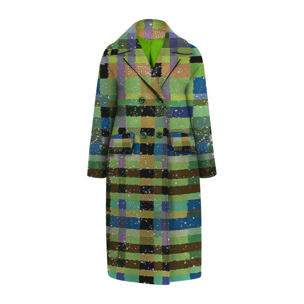 IHUASU Loose Winter Autumn Women's Tweed Jacket Warm Commuter Temperament Coat