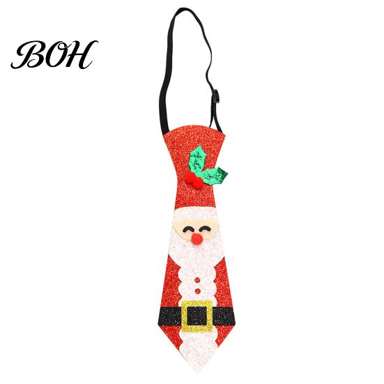 Festive Elk Necktie for Kids Adjustable Glitter Christmas Necktie, Non-woven Fabric Holiday Dress Up Costume Tie Adults Accessories, Sparkling