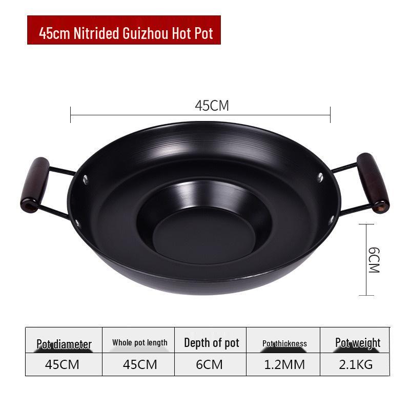 Guizhou Shabu-Grill Non-Stick Hot Pot with Flat Bottom and Concave-Convex Design for Tofu and Fried Potatoes.