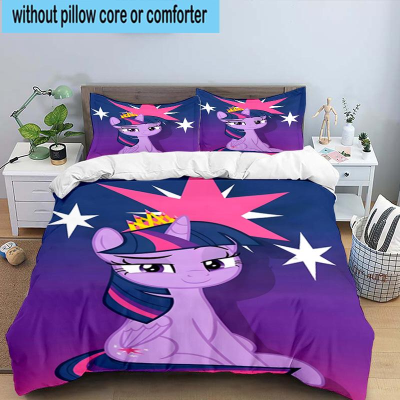 3PCS Twilight Sparkle's unicorn 3pcs Bedding,Including 3PCS Duvet Cover And 2pcs Pillowcases Perfect for Christmas,Ideal for Bedroom, Dormitory