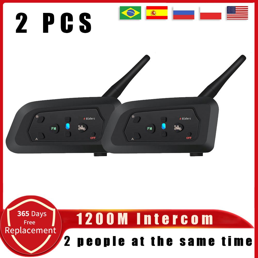 V4 PRO Мотоциклетный шлем Bluetooth-гарнитура для связи 1200 м 4 водителя Полный дуплекс Интерфон с FM-радио Водонепроницаемый коммуникатор