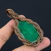 Lab-Created Emerald Gemstone Copper Wire Wrap Handmade Pendant Jewelry Gift For Her