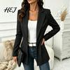 Women Casual Outerwear Striped Blazer with One Button, Breathable Business Work Jacket Jacket, Long Sleeves Notch Lapel Collar Coat for Fall