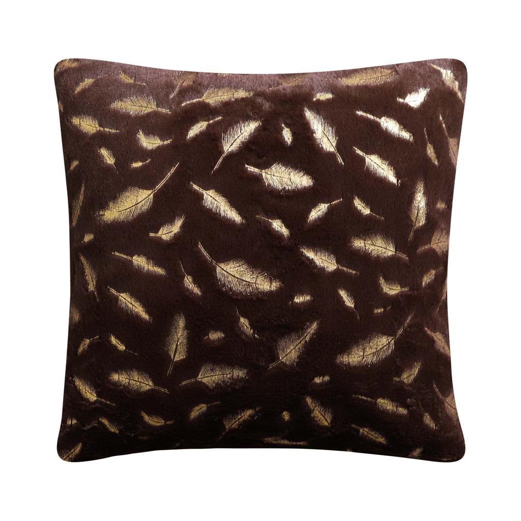 Decorative Pillowcase, Feathers, Brown
