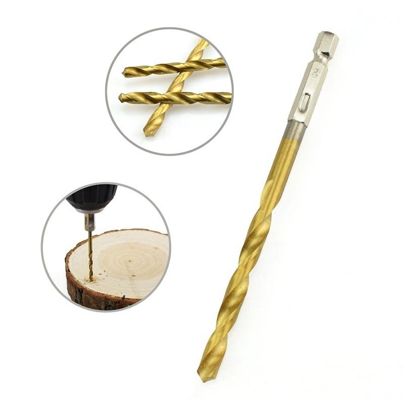 Tungsten Carbide Twist Drill Bit Power Tool High Speed Steel HSS Titanium Coated Drill Bit Set 1/4