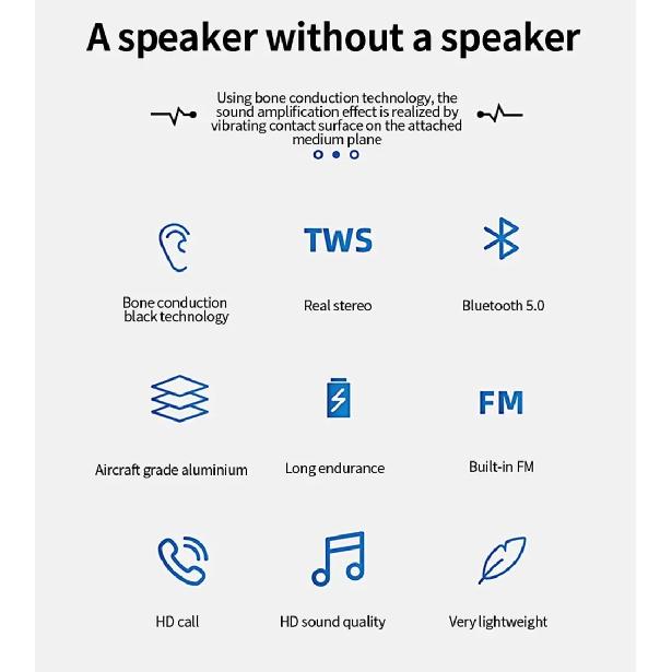 2025 New Bone Conduction Bluetooth Speaker With FM Radio Resonant Audio Speakers Wireless TWS Stereo Sound Speaker