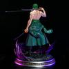 One Piece Zoro GK Statue: Double Head, Replaceable Three-Sword Style Anime Model.