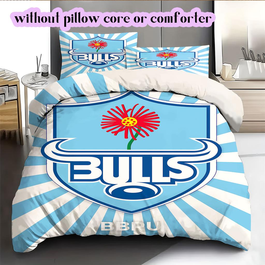 Rugby Club The Bulls Pattern Bedding,Quilt Set Quilt Cover Pillowcase Home Birthday Gift (1*duvet cover+2*pillowcase,without core)
