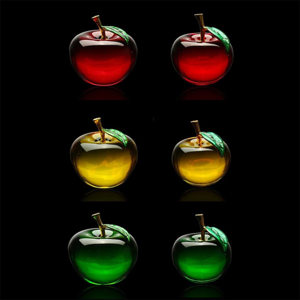 50/60mm 3D Glaze K9 Crystal Apple Crafts Figurine Glass Paperweight Christmas Gifts Home Desktop Decor CDN