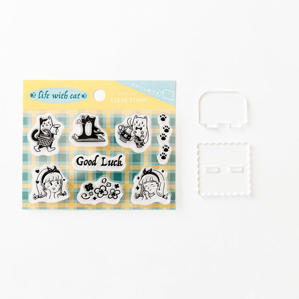 Taiyo Tomar Mini Clear Stamp Set with "Life cat" SCLR-03