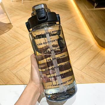 Water bottle large capacity water cup summer sports 1000ml graduated straw plastic cup high temperature water bottle large kettle portable
