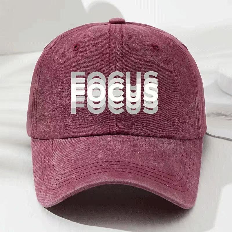 Кепка с принтом Focus, стираный хлопок, регулируемая, классический стиль, бейсболка, спортивная кепка-утка для мужчин и женщин