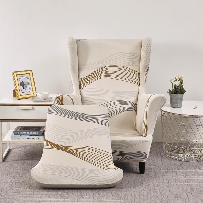 Чехлы для стульев с крыльями, 2 шт./компл., эластичный чехол для дивана, чехол для кресла с принтом, защитный чехол для мебели, мягкий диван с эластичным дном