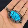 Tibetan Turquoise Pendant, 999 Copper Wire Wrapped Gemstone Jewelry, Handmade Pendant, For Thanksgiving