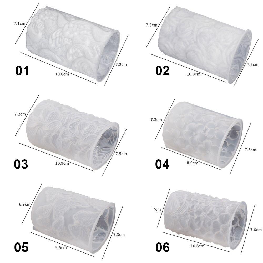 Epoxy Resin 3D Cylinder Candle Mold Relief Flower Soap Mold Art Wax Cake Resin Mold Handmade