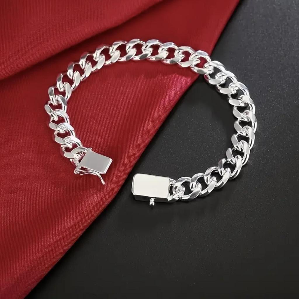 TEMU Европейский и американский 10-мм кубинский браслет-цепочка с квадратной пряжкой для мужчин