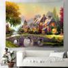 Retro Manor Tapestry Decorative Tapestry Natural Landscape Theme Wonderland Hanging Curtains Bedroom Living Room Decorations