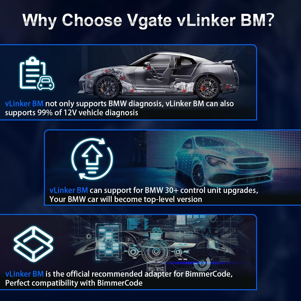 Vgate vLinker BM ELM327 V2.2 For Bimmercode Scanner OBDII Bluetooth 4.0 OBD 2 OBD2 Car Diagnostic ELM 327 V1 5 Auto Tool