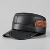 Hat Men's Winter Leather Hat Autumn and Winter Fleece Ear Protector Flat Top Hat Peaked Cap