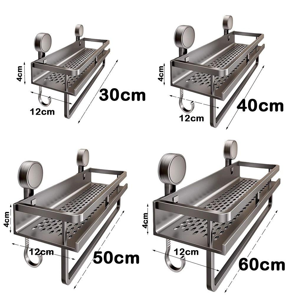Aluminum Wall Shampoo Holder Suction Cup Shower Organizer Shelf Multifunctional Kitchen Organizer