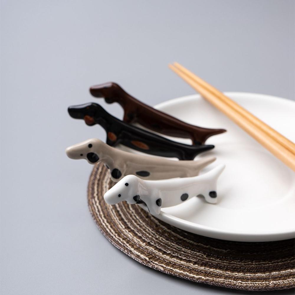 Shaped Dachshund Ceramic Cute Chopstick Rest Chopsticks Holder Tableware Rack Dinnerware Stand