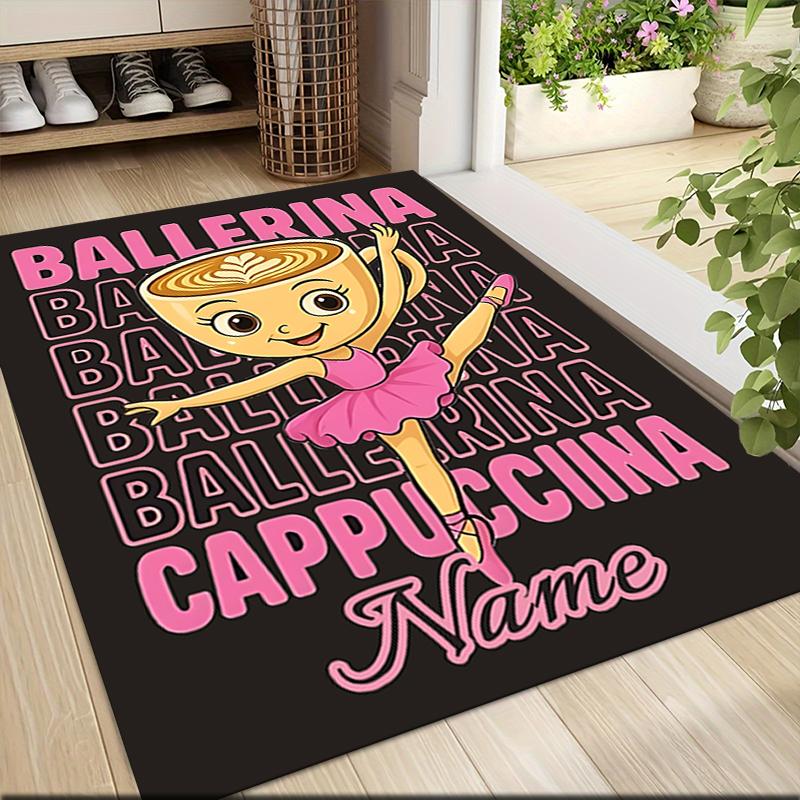 Custom Name Ballerina Cappuccino Carpet Rug Customizable Soft Washable Anti-Slip Home Living Room Sofa Mats Personalized Rug. 0909152