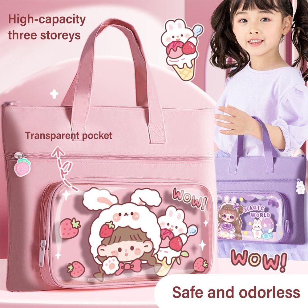 3-Layer Tutorial Bag Large-capacity A4 File Bag Multifunction Tote School Bag  Learning supplies