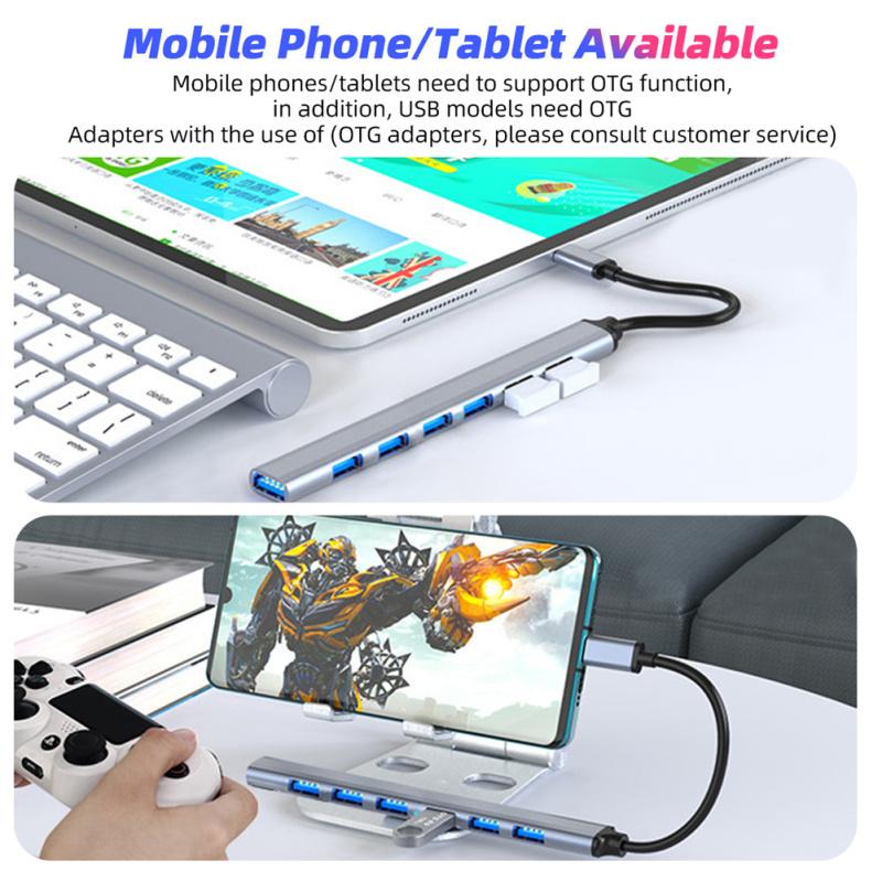 7-в-1 Usb C Hub 3.0 Type C 7-портовый мульти-сплиттер Otg USB-адаптер питания, совместимый с Macbook Pro