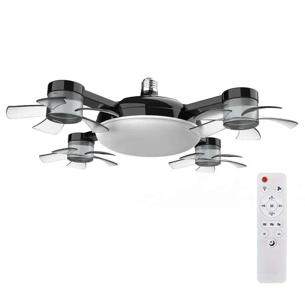 Universal Dimming Drone Fan with LED Lantern Remote Control Silent Ceiling Drone Fan E27 E26 for Dining Room Bedroom Living Room