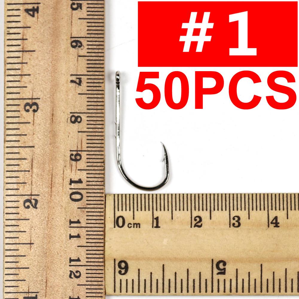 Набор из 50 острых рыболовных крючков Baitholder для червя или приманки. Размер 10 12 14 1/0 2/0