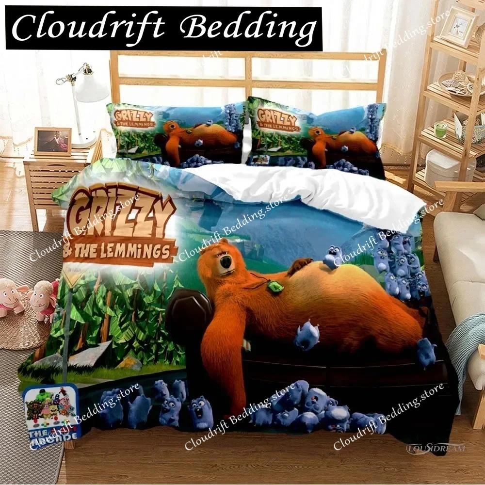 Grizzly & The Lemmings Cartoon Anime Duvet Cover Comforter Bedding set Soft Quilt Cover and Pillowcases SingleDoubleQueenKing