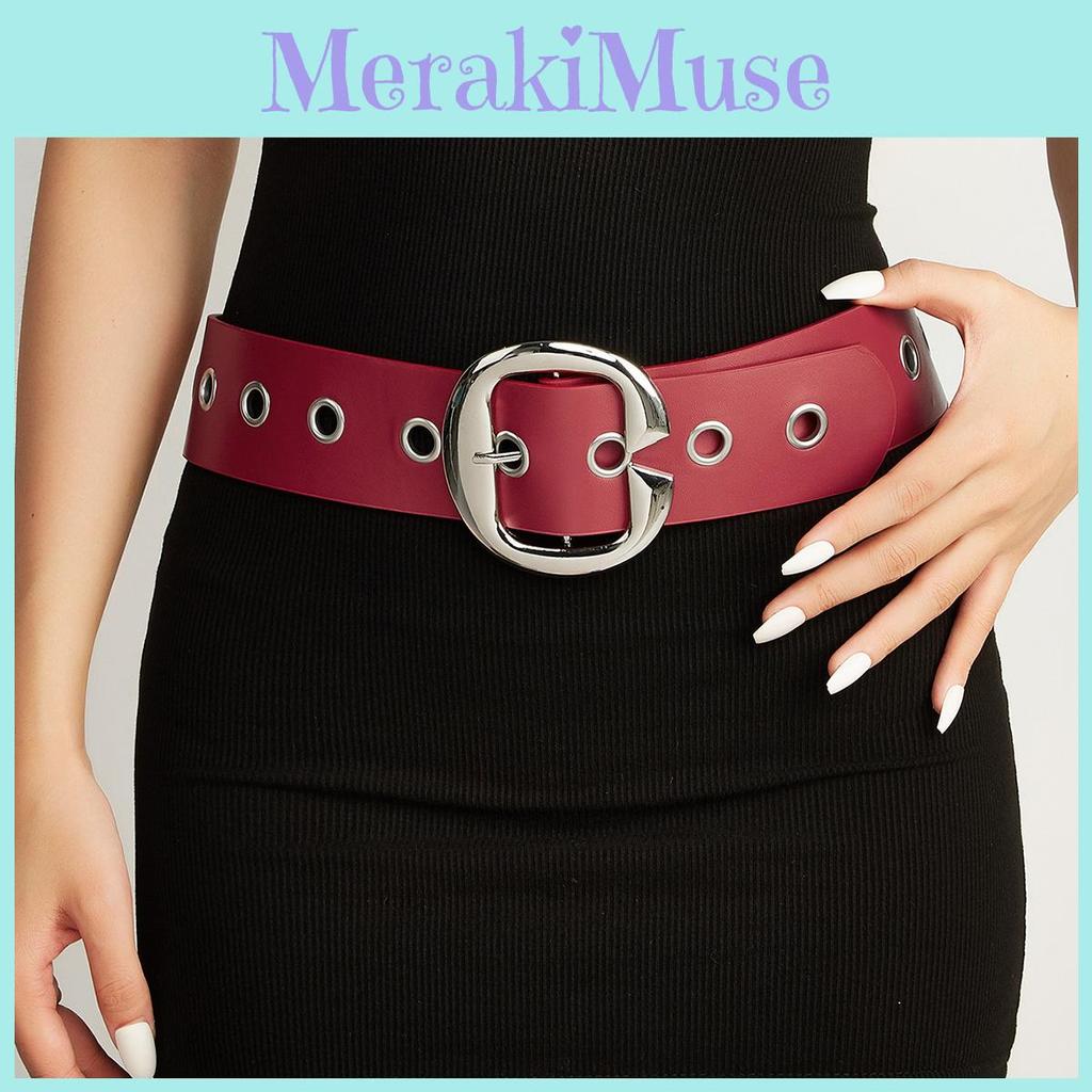 Color Fashion Solid Large Metal Buckle Decoration Women Casual Wide Belt