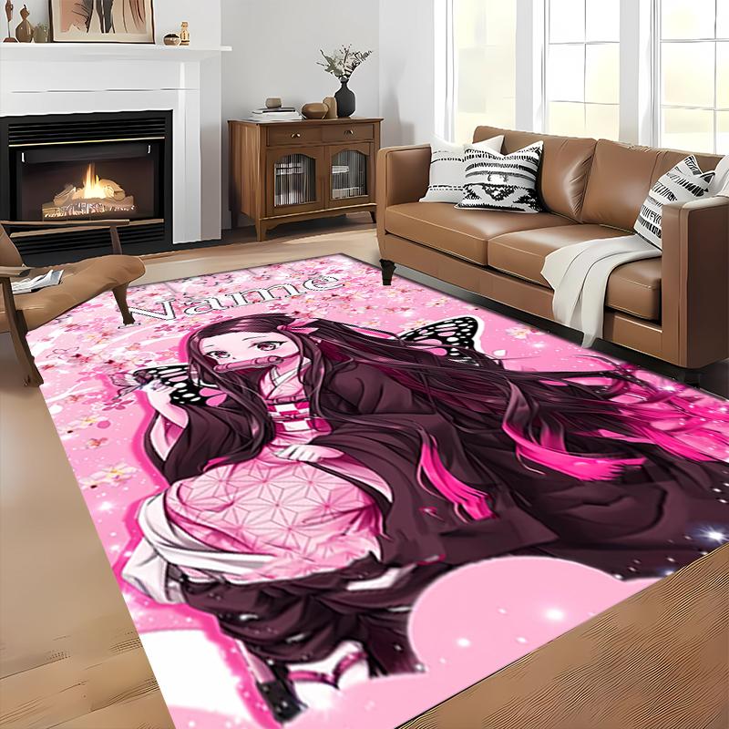 Custom personalization Demon Slayer Nezuko Area Rug - Perfect For Kitchen, Bathroom,Laundry Room Decor Large Size Available,Gift All Seasons