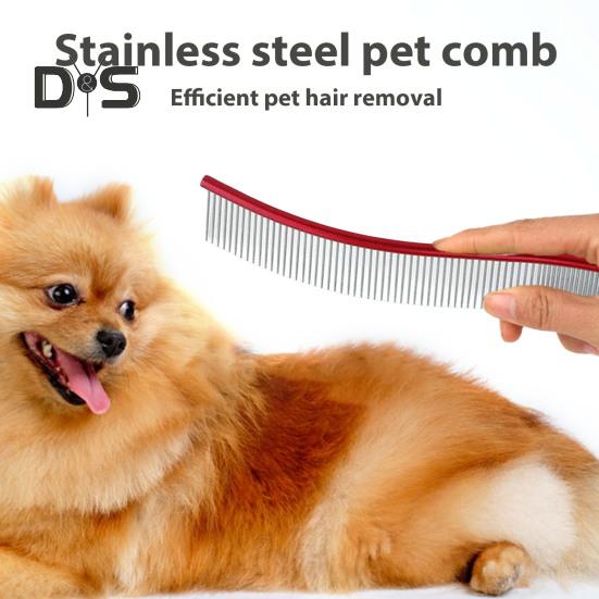 Расческа для вычесывания шерсти домашних животных, изогнутая расческа из нержавеющей стали для ухода за собаками, щетка для удаления шерсти домашних животных для длинношерстных собак и кошек