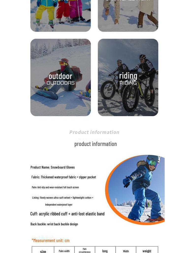 Unisex Winter Ski Gloves: Thick Velvet, Waterproof, Windproof, Touchscreen, Non-Slip for Outdoor Cycling