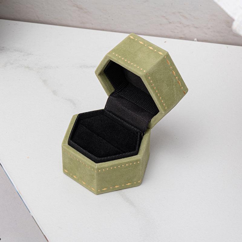 Patterned Ring Box European Earrings Organizer Ring Holder Case Luxurious Hexagon Jewelry Box For Dressing Table Gift For Women