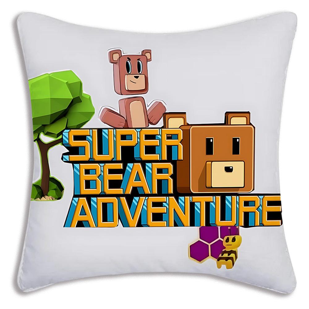 Игровые Подушки-Покрывала S-Super Bear A-Adventure Мультяшные Декоративные Для Дивана Домашние Двусторонние Короткий Плюш Милая Наволочка