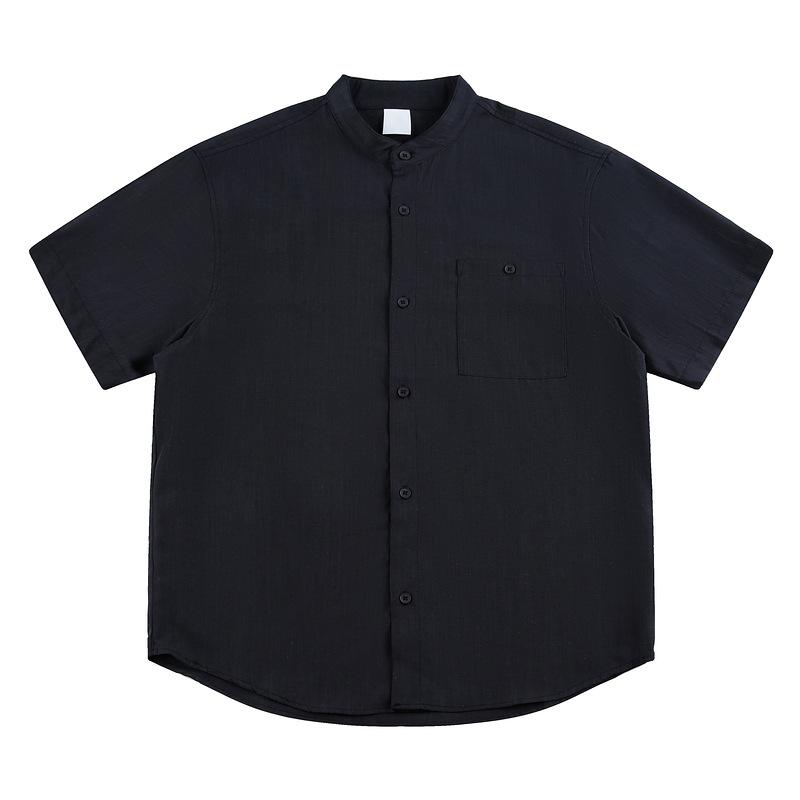 New stand-up collar short-sleeved shirt Lyocell old money breathable casual men's button-down cardigan 2026 summer thin top