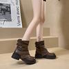Новые зимние сапоги 2024 года на эластичной резинке, сапоги на плоской подошве и платформе, модная удобная обувь, женские ботильоны Botas De Outdoor