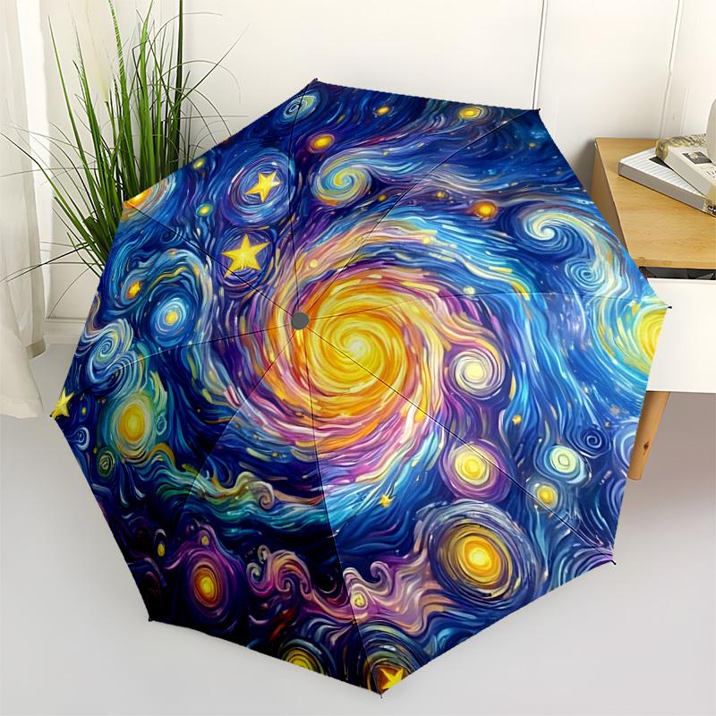 1PC Galaxy Swirl Automatic Opening And Closing, Sturdy Iron Frame, Portable Folding Design, Suitable For Men And Women In All Seasons80