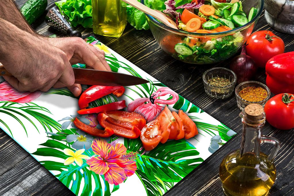 GLASS CUTTING BOARD 52x40 FLAMINGO