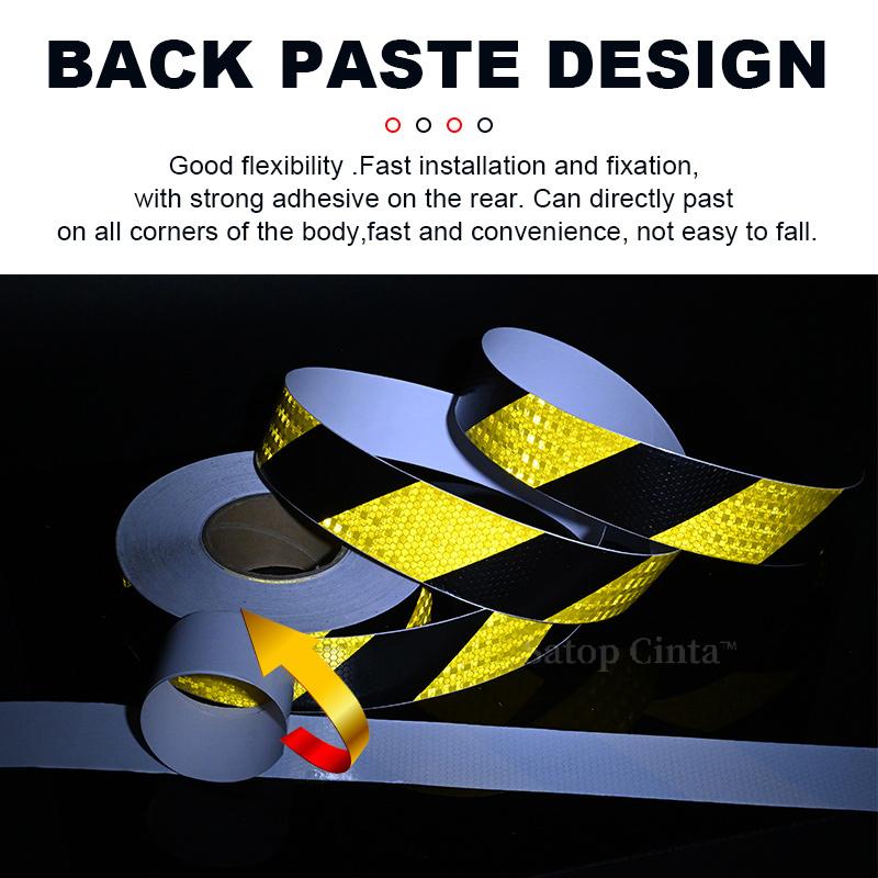 5СМ*10М Светоотражающая ПВХ Лента Высокой Видимости для Дорожного Движения Водонепроницаемая Безопасная Желтая и Черная Саржа Светоотражающие Полосы для Автомобиля Предупреждающая Лента