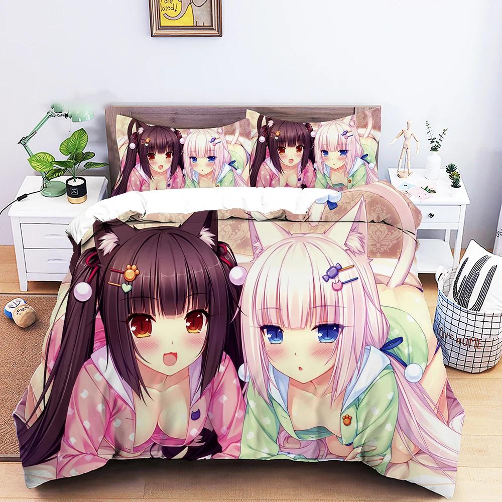 Anime Sexy Girl Bedding Set Down Duvet Bedroom Bed Cover Single and Double King Size Quilt Cover Home Textile 2/3pcs