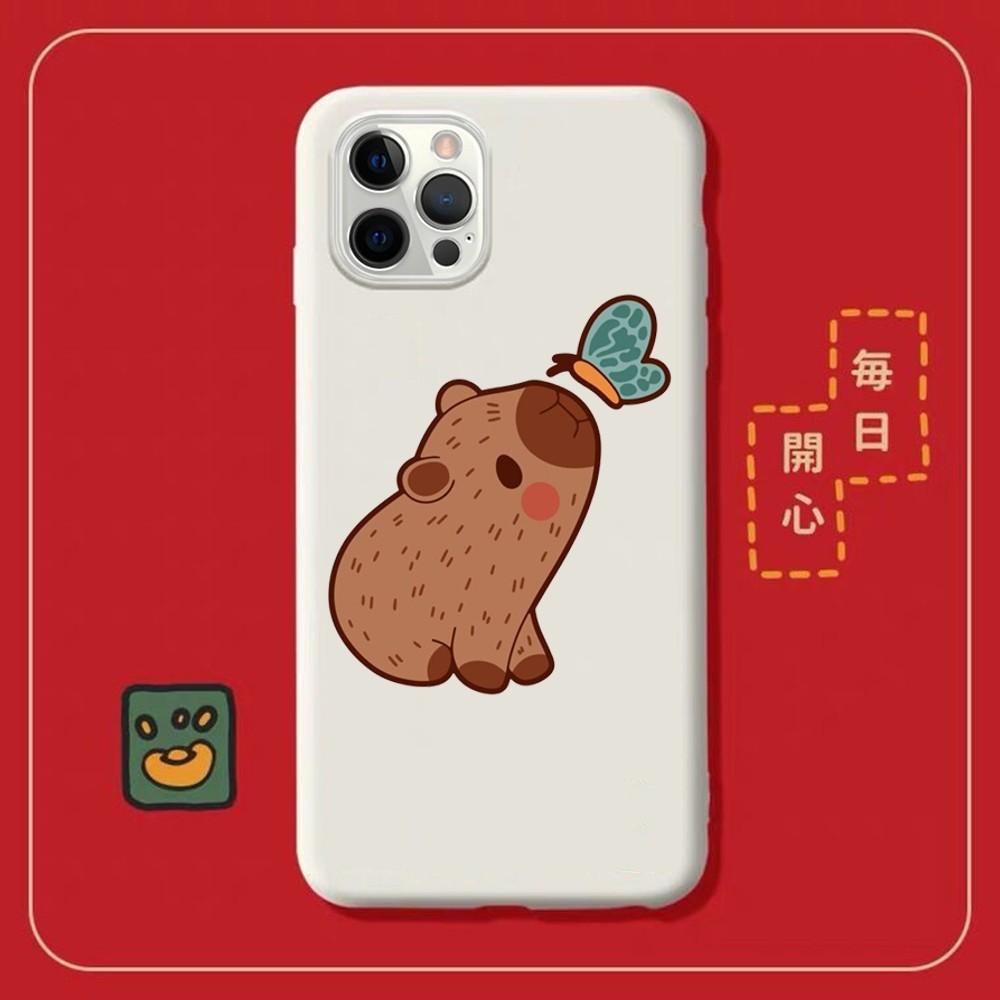 Мультяшный чехол для телефона с капибарой для iPhone 14 11 12 13 Mini Pro Xs Max 8 7 6 6S Plus X XR, однотонный чехол конфетного цвета